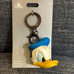 NEW Disney “Mad” Donald Duck Head Keychain with Blue and Yellow Accents